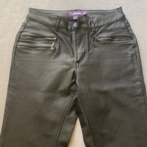 LONG TALL SALLY Skinny Jean 36” inseam Stretch Waxed Denim Faux Leather US sz 6